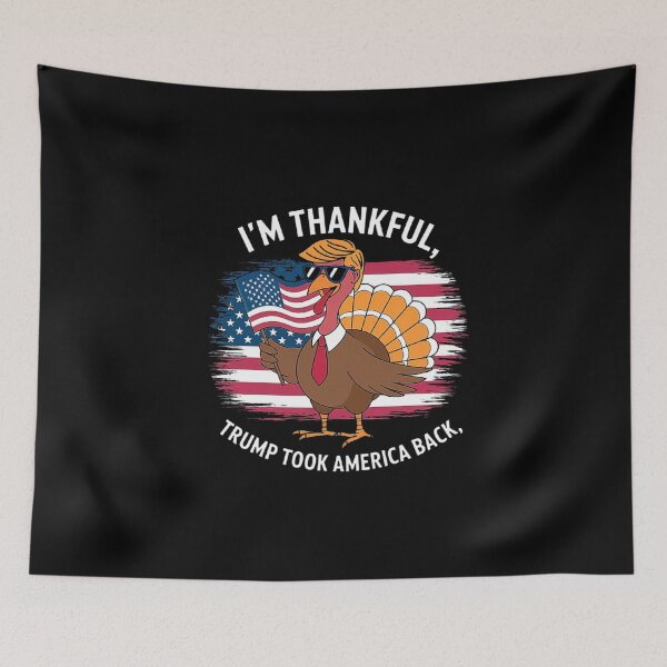 Item preview, Patriotic Thanksgiving Cartoon Turkey Inspired by Donald Trump with USA Flag designed and sold by love3617.