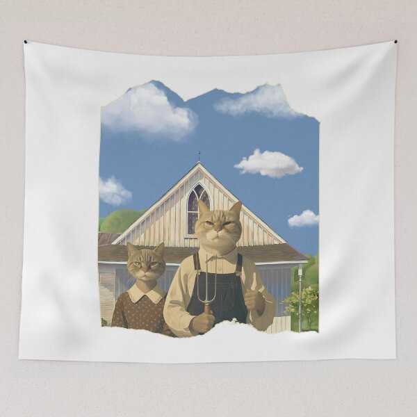 Item preview, "American Gothic" Cats designed and sold by MudcreekDesign.