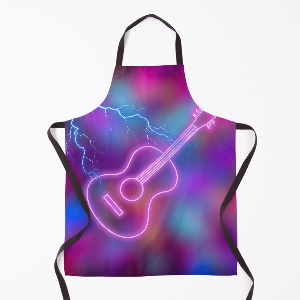 Item preview, Neon Guitar with blue lightening on a Neon Blurred Abstract Background designed and sold by Fantacaroo Designs.