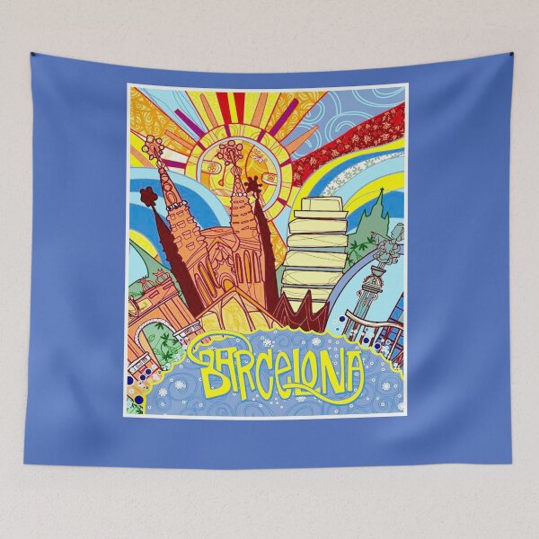 Item preview, BARCELONA SPAIN : Abstract Psychedelic Travel and Tourism Advertising Print designed and sold by posterbobs.