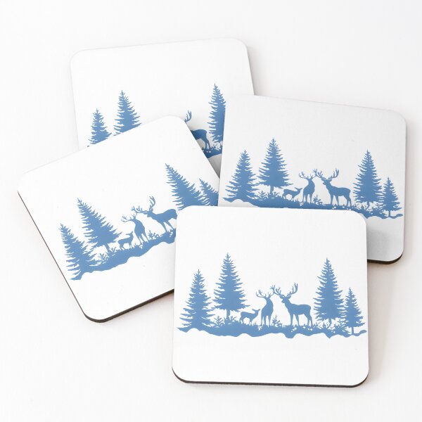Item preview, Winter Forest Scene with Deer and Pine Trees Silhouette designed and sold by jlprime.