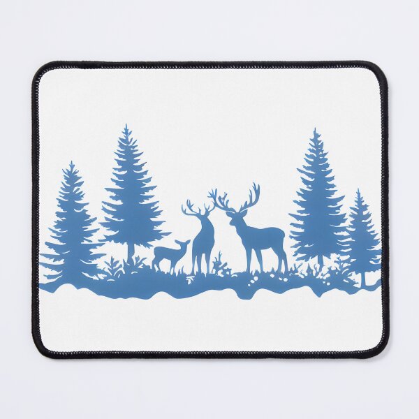 Item preview, Winter Forest Scene with Deer and Pine Trees Silhouette designed and sold by jlprime.