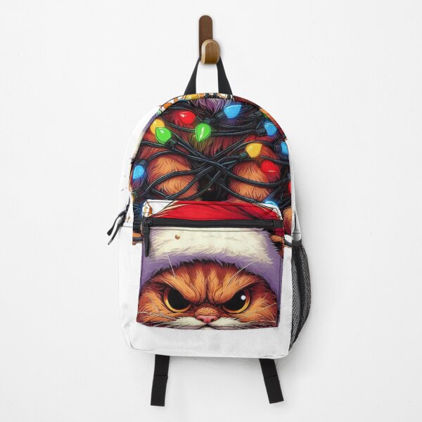 Item preview, Annoying cat Santa Claus tangled in Christmas tree lights designed and sold by ShimaiStore.
