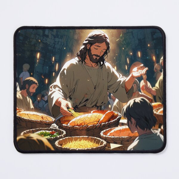 Item preview,  anime, Miracle, Feeds 5,000, Fishes and Loaves, Matthew 14:17Jesus, designed and sold by tshirtart2024.