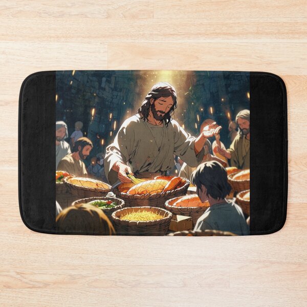 Item preview,  anime, Miracle, Feeds 5,000, Fishes and Loaves, Matthew 14:17Jesus, designed and sold by tshirtart2024.