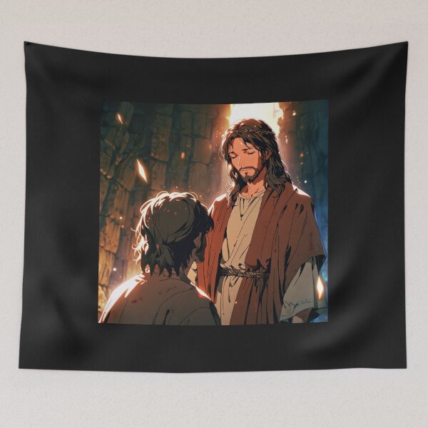 Item preview, Jesus Prays for Someone, Anime, Miracle, Holy Spirit, Bible, designed and sold by tshirtart2024.