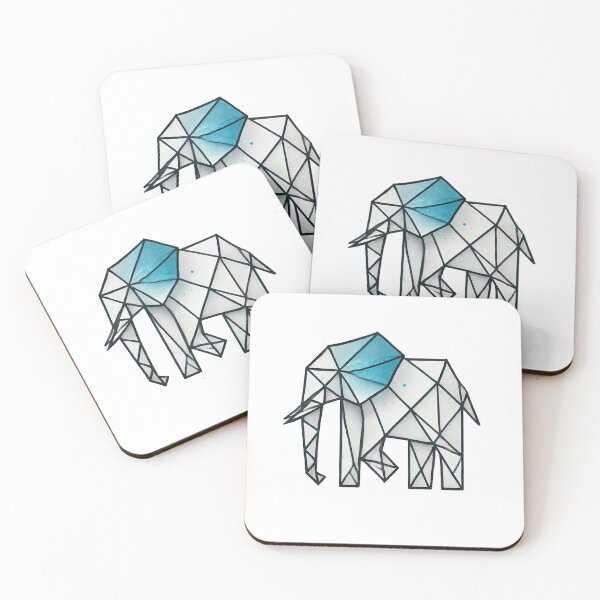 Item preview, Geometric elephant in soft blue designed and sold by wrkspc-xyz.