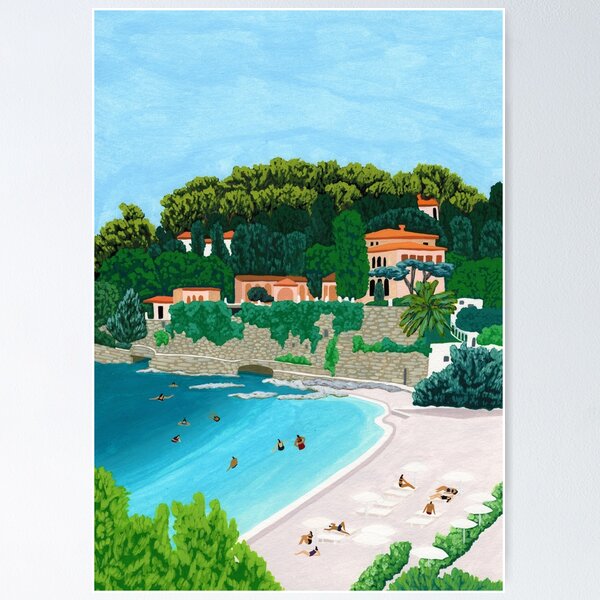 Item preview, French Riviera painting of Paloma Beach in France, Côte d'Azur painting, France painting, South of France, Saint-Jean-Cap-Ferrat, French art designed and sold by HeloBirdie.