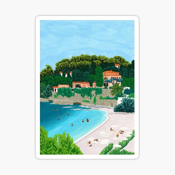 Item preview, French Riviera painting of Paloma Beach in France, Côte d'Azur painting, France painting, South of France, Saint-Jean-Cap-Ferrat, French art designed and sold by HeloBirdie.