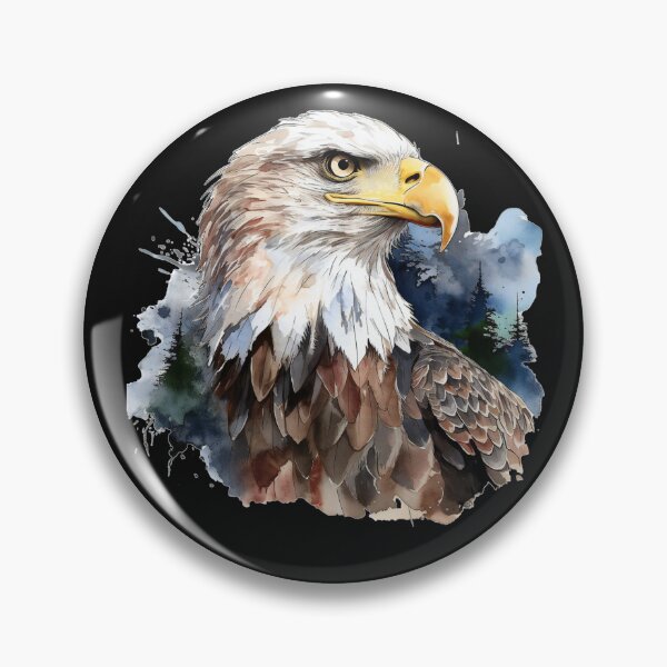 Item preview, A Stern Faced American Bald Eagle with Wilderness Background designed and sold by AmericaFreedom.