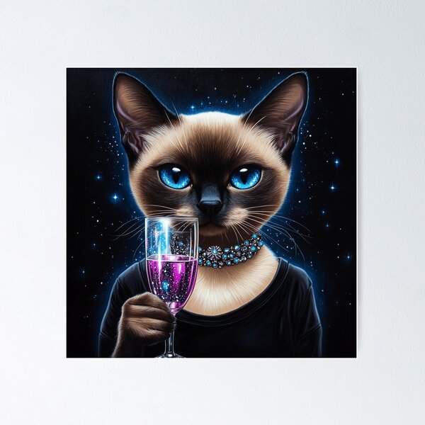 Item preview, Celebrating Siamese Cat designed and sold by Nocturne  Paws.
