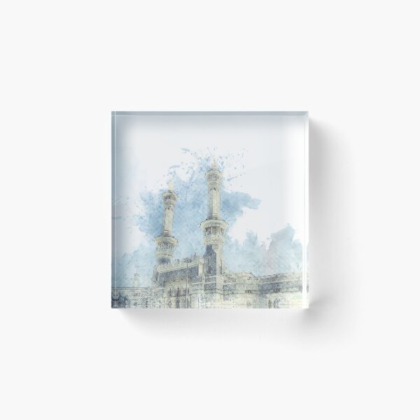 Item preview, Outside view of Masjid al Haram where there is The Holy Kaabah  | Watercolor art designed and sold by Pink Pastel Studio.