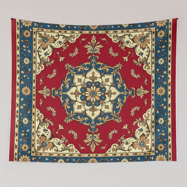 Item preview, Red Blue Sarouk Persian Carpet Print designed and sold by svarupa.