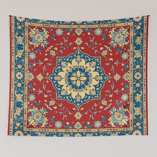 Item preview, Red Blue Sarouk Persian Carpet Print designed and sold by svarupa.