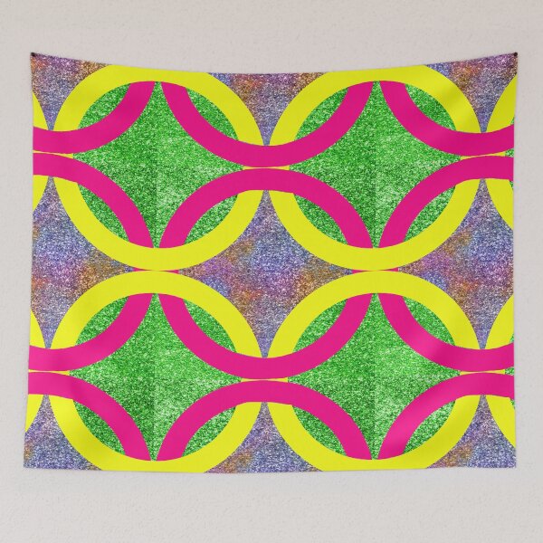 Item preview, Pink Yellow, Colorful Glitter Circles Hand Drawn / Glitter dots / Interlocking Circles of Glitter designed and sold by Victoria Rose.