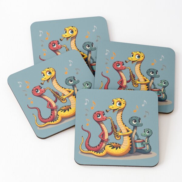 Item preview, Snake Quartet Playing Jazz designed and sold by Artbellachi.