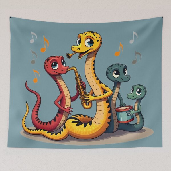 Item preview, Snake Quartet Playing Jazz designed and sold by Artbellachi.