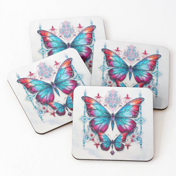 Item preview, Stained Glass Butterfly v4 Teal Magenta Contrast designed and sold by OrganizeMe.