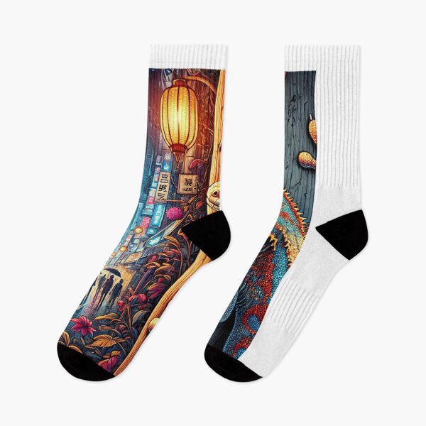 Item preview, Gecko at Night - Hidden Wildlife in Vibrant City Scene designed and sold by NocturnalNook.