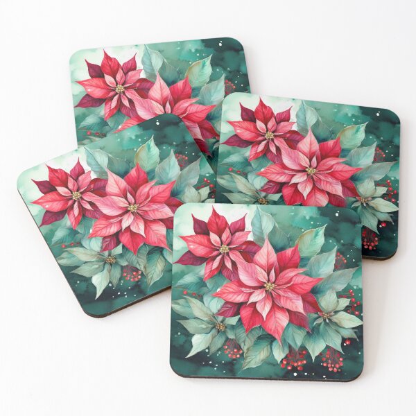 Item preview, poinsettias on a green background designed and sold by Valentina-V.