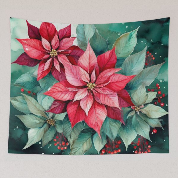Item preview, poinsettias on a green background designed and sold by Valentina-V.
