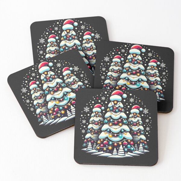 Artikelvorschau, Christmas Trees with Santa Hats and Festive Lights entworfen und verkauft von Nalin-Design.
