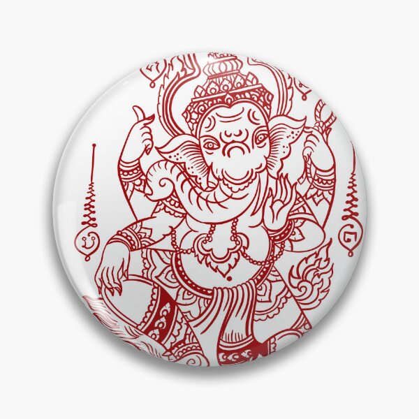 Item preview, Red Sak Yant Ganesha Sacred Tattoo Design designed and sold by Ancestral Lines.