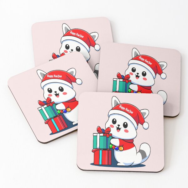 Item preview, Happy New Year Kitten with Gifts designed and sold by AgarutanPrint.