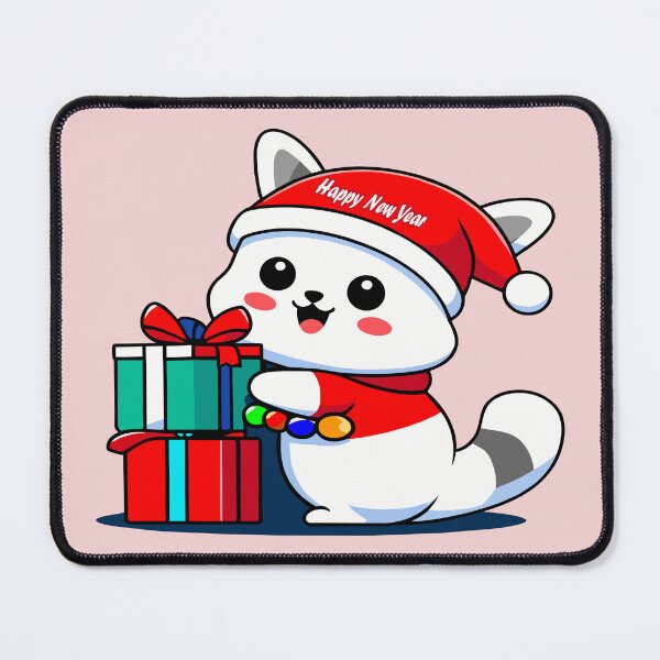 Item preview, Happy New Year Kitten with Gifts designed and sold by AgarutanPrint.