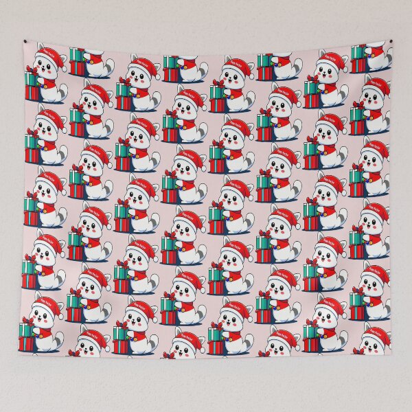 Item preview, Happy New Year Kitten with Gifts designed and sold by AgarutanPrint.