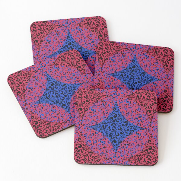 Item preview, Blue Red Floral Flowers + Diamond Floral Pattern designed and sold by Victoria Rose.