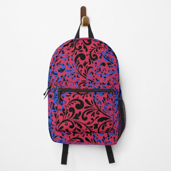 Item preview, Blue Red Floral Flowers + Diamond Floral Pattern designed and sold by Victoria Rose.