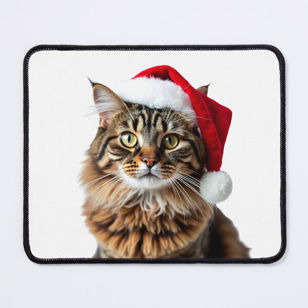 Item preview, Funny American Curl cat wearing Christmas hat designed and sold by LazyOwlStore.