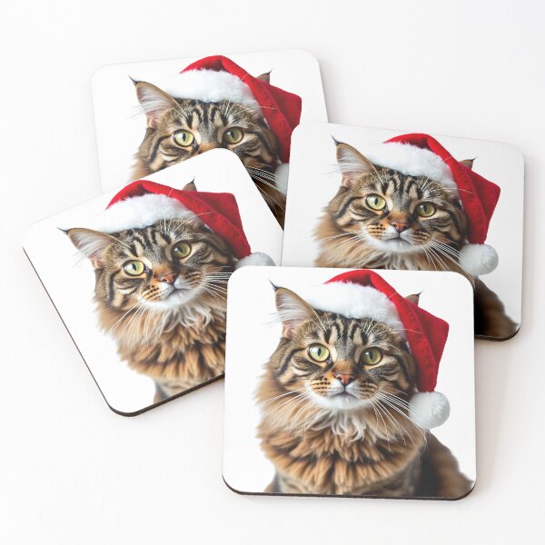 Item preview, Funny American Curl cat wearing Christmas hat designed and sold by LazyOwlStore.