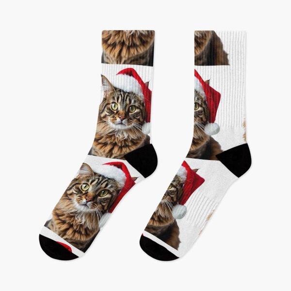 Item preview, Funny American Curl cat wearing Christmas hat designed and sold by LazyOwlStore.