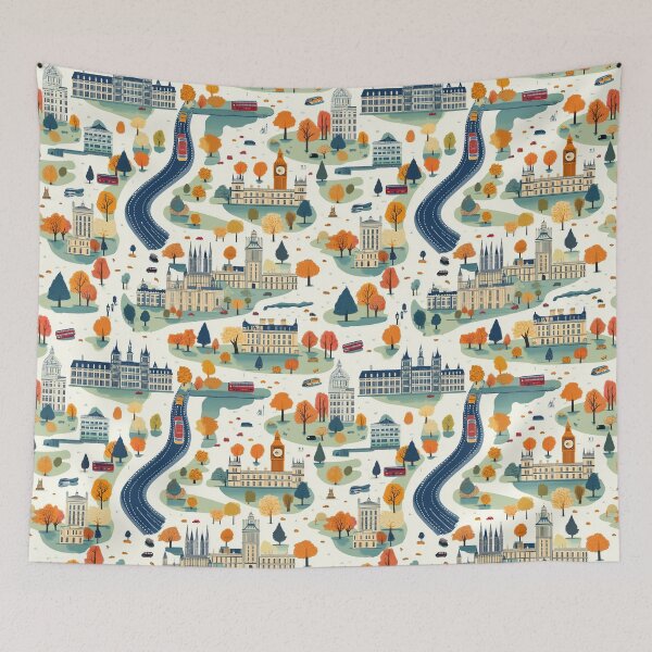Item preview, Charming London Autumn Cityscape Pattern designed and sold by DigitAIShop.