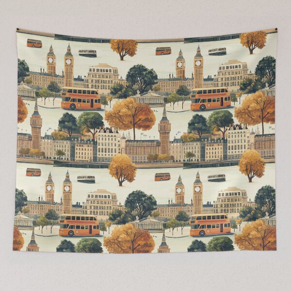 Item preview, London Icons in Autumn Splendor designed and sold by DigitAIShop.