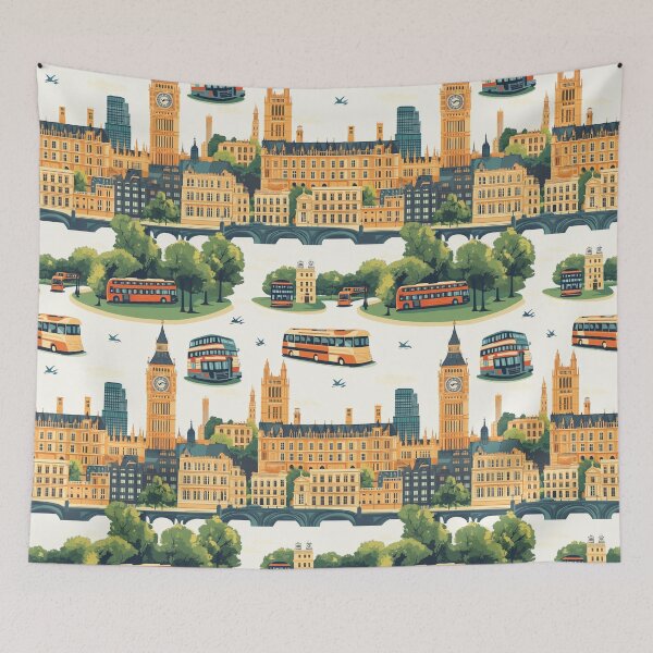Item preview, Charming London Landmarks Sightseeing Pattern designed and sold by DigitAIShop.