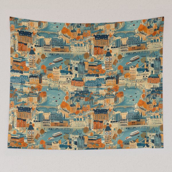 Item preview, Colorful London Cityscape Dream Canvas designed and sold by DigitAIShop.