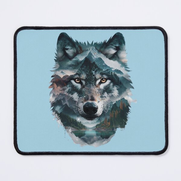 Item preview, Stylized Wolf Head With Mountain designed and sold by Aise06.