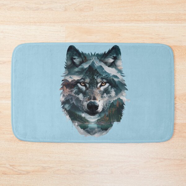 Item preview, Stylized Wolf Head With Mountain designed and sold by Aise06.