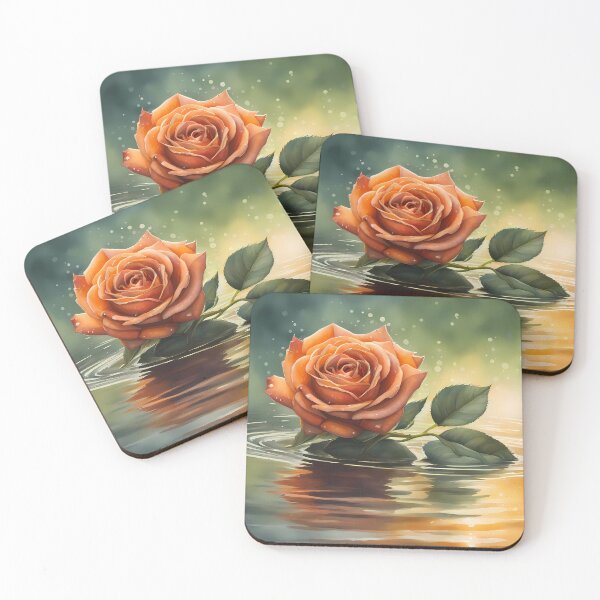 Artikelvorschau, Ziegelorange Rose im Wasser entworfen und verkauft von CalmnessbyChoice.