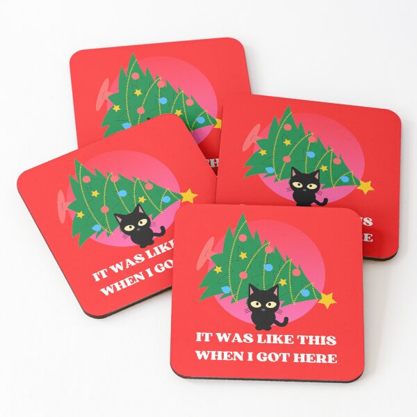Item preview, Funny Black Cat Pushing Christmas Tree | Funny Black Cat Christmas Tree Meme designed and sold by McThingummy.