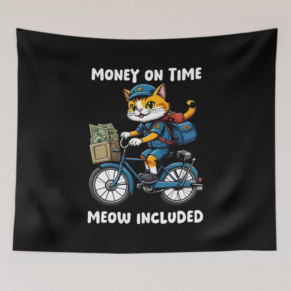 Item preview, Cute Delivery Cat on Bicycle – Money on Time, Meow Included - postie bike designed and sold by Cherry-Cat.