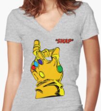 SNAP THANOS INFINITY WAR infinity gauntlet Women's Fitted V-Neck T-Shirt