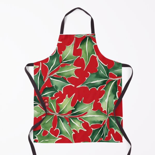 Item preview, Holly Watercolor Florals Pattern Green Red ,Christmas Romantic Elegant Pattern designed and sold by KolorellaS.