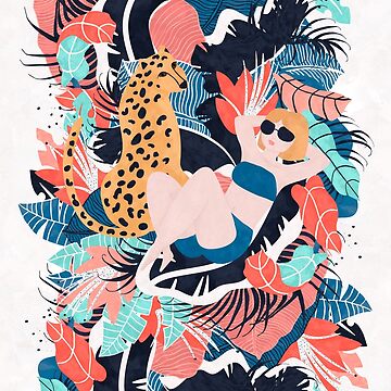 Imagen de la obra Pelo amarillo Chica tropical con guepardo de Lidiebug