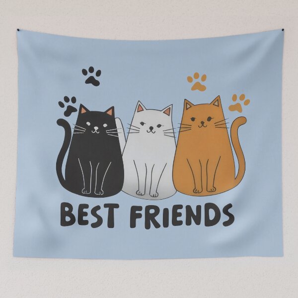 Item preview, A trio of Best Friends cats - a cute illustration of cat friend - friendship -besties designed and sold by Cherry-Cat.