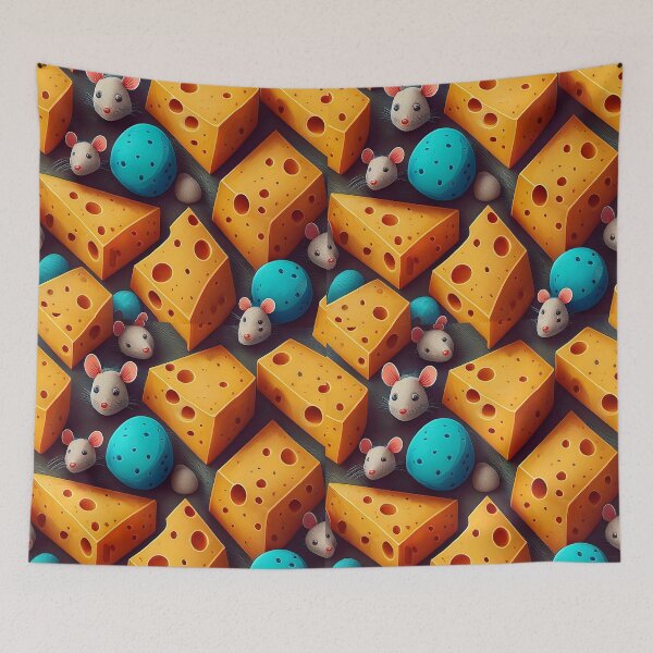 Item preview, Mousey Munchies: A playful pattern with mice enjoying a cheese feast. designed and sold by Camel & Quirk.