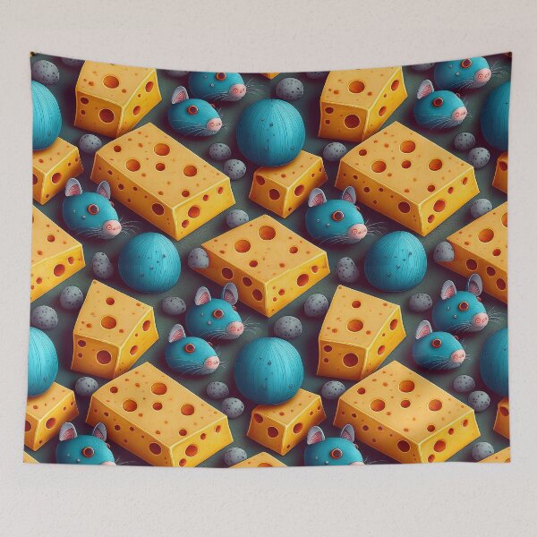 Item preview, Cheesy Delights: A playful pattern with mice enjoying a cheese feast. designed and sold by Grang Art Artistic Designs.
